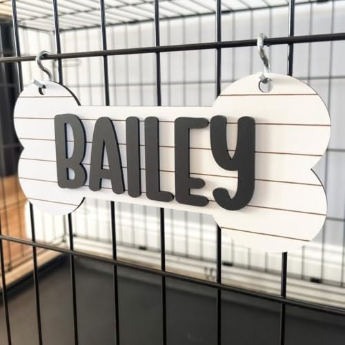 Letrero personalizado para jaula, decoración personalizada para perro, letrero de jaula colgante, placa de nombre de jaula de perro, accesorios para mascotas (8.75 x 3.75 pulgadas)