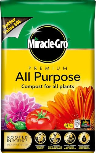 Miracle Gro All Purpose Peat Free Compost 50L | 100% Sustainable Plant Growth | Enriched with 3 Months Feed | Grows Plants Twice as Big | For Pots Baskets Beds & Borders | Premium 50 Litre Bag