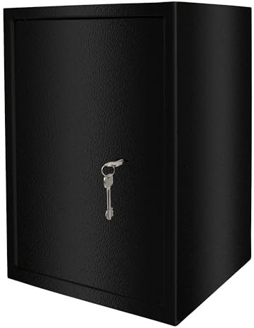 SUBTLETY 35x50x31cm Möbeltresor Abschließbar Safe Tresor mit Doppelbartschloss und 2 Schlüssel Wandtresor für Bargeld Wertsachen Burgwächter Wandkasten Schranktresor für Zuhause Hotel (XL, Schwarz)