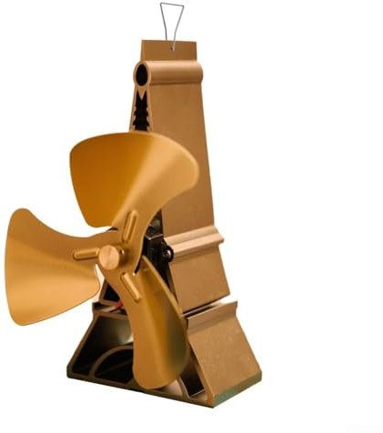 El ventilador de circulación de calor para chimenea funciona sin energía, para estufas de leña y calefacción de alta temperatura (dorado)