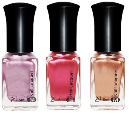 Metallic Nail Polish Set, Metal Mirror Nail Polish,3pcs Light Purple, Red, Gloden Chrome Nail Varnish Set,Matt Nude Color Glossy,Water-Based Long Lasting, Quick Drying, Weak Smell,6ml/pcs