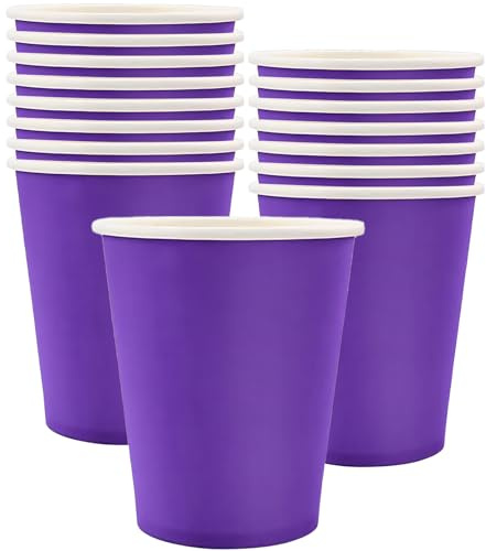 MOMAHUA Vasos de fiesta de 16 unidades, vasos de papel morado para cumpleaños, vasos de cumpleaños de 250 ml, decoración de mesa de color sólido para fiesta, boda, picnic, suministros de fiesta verde