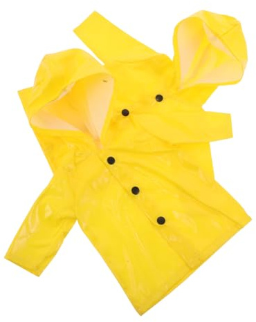 Supvox Puppen Regenmantel Gelb wasserdichte Regenjacke Für Mädchen Puppenkleidung Outdoor Spielzubehör 2-Teiliges Set 14.65X14.25X0.08In