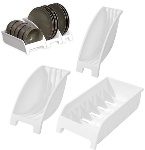 Gcroet Plate Organiser For Kitchen Cupboard 3PCS Dinner Dish Drying Rack Plastic Kitchen Cabinet Organiser for Dishes Vertical Cupboard Storage