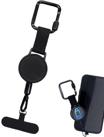 Opdestn Handysicherung Outdoor Ausziehbar, Handy Diebstahlschutz Band, Handy Sicherung For Wandern, Einziehbarer Telefonhalter mit Kassabinator für Skifahren, Radfahren, Klettern