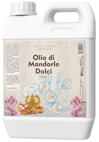 Olio di Mandorle Dolci al Profumo di Tiarè 5 L – Olio Corpo Emolliente e Nutriente per Massaggi, Post-Doccia e Post-Ceretta – Formato Professionale