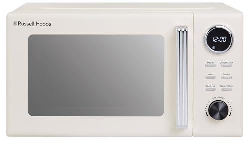 Russell Hobbs Hanley 20L 800W Digital Microwave in Jasmine White with 8 Auto Cook Menus, 5 Power Levels, Defrost & Reheat Function, 60 Minute Timer, Button Controls, Pull Handle Door RHMD838JW