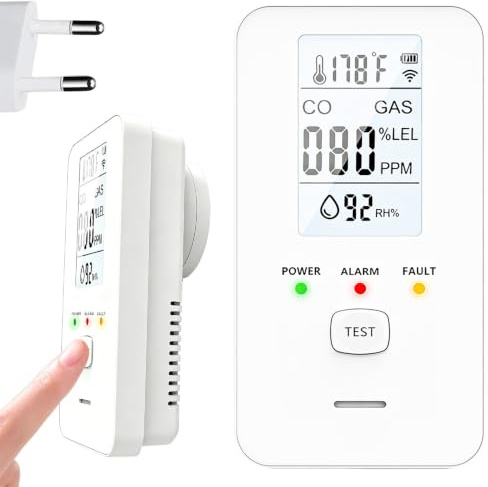 Wxeadu 2026 New Steadfast 4-in-1 Detector with LCD HD Screen, Carbon Monoxide Alarms for Home, Protect Your Home with Haven, Plug & Play, Real-Time Display for Home,Hotel,Apartment,Camping RV (White)