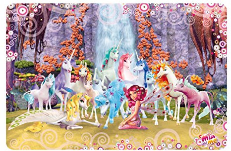 Wandbild Mia and Me - Mia und Onchao mit den Einhörnern von Centopia, Maße: 54 x 81 cm