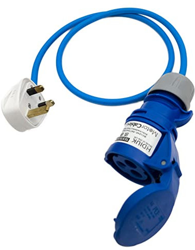 UK Made Mains Power 13Amp UK Plug to 16Amp IP44 240v Coupler Fly Lead (2 Metres)