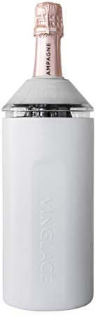 Vinglacé Wine Bottle Chiller- Portable Champagne Insulator- Stainless Steel Wine Cooler Sleeve, White