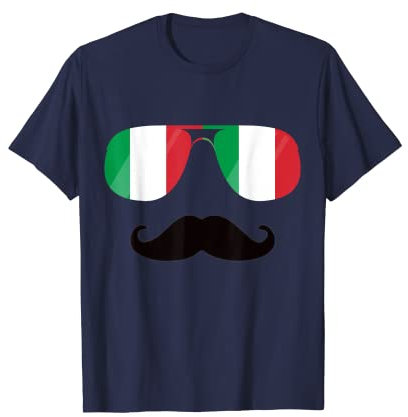Italien Flag Sonnenbrille Schnurrbart Lustige Italia Flaggen T-Shirt