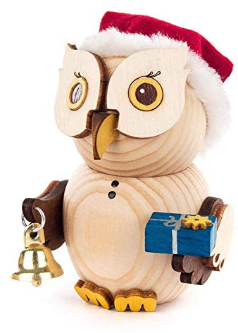 Rudolphs-Schatzkiste Ganzjahresfigur Mini-Eule Weihnachtsmann H: 7,5cm NEU Erzgebirge Holzfigur Holzminiatur