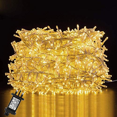 GlobaLink Christmas Lights Outdoor, 25m 1000LEDs Christmas Fairy String Lights Mains Powered with 8 Lighting Modes, IP44 Waterproof Cluster Lights for Xmas Tree Outside Gazebo Garden Decor -Warm White