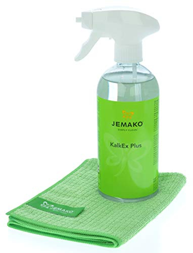 Jemako Set - KalkEx Plus (500 ml-Flasche) - Profituch klein (35 x 40 cm) - inkl. Sprühpumpe & Sinland Feinmaschiges-Wäschenetz