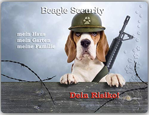 Merchandise for Fans Warnschild - Schild aus Aluminium - Motiv: Beagle (01) - Größe: 30x20cm