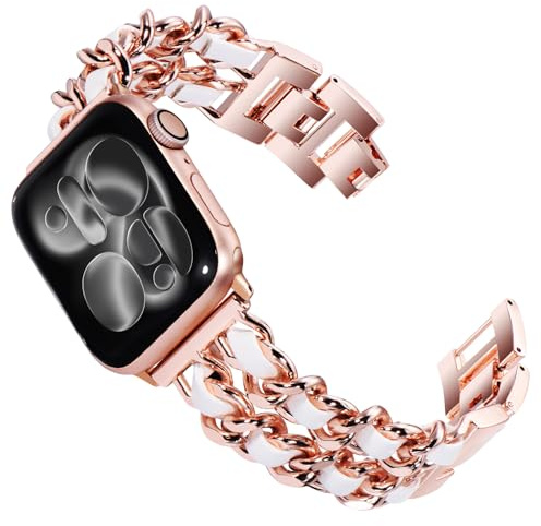 WINGLE Metal Straps for Apple Watch 38mm 40mm 41mm 42mm 44mm 45mm 46mm | Bling Diamond Rhinestone Stainless Steel Strap for iWatch SE Series 11 10 9 8 7 6 5 4 3 2 1 for Women