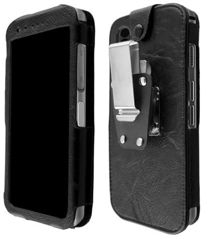 caseroxx Bolsa de Cuero para Cat S62 Pro en Negro, con un Clip de cinturón removible y Giratorio
