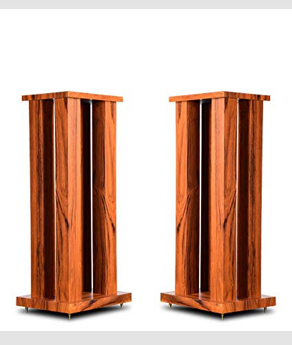 SoundArtist M5 Speaker Stands HiFi Audio MDF Loudspeaker Racks 24 inch Supports 150 Lbs for Bookshelf Speakers Pair (PVC Wood Finish)