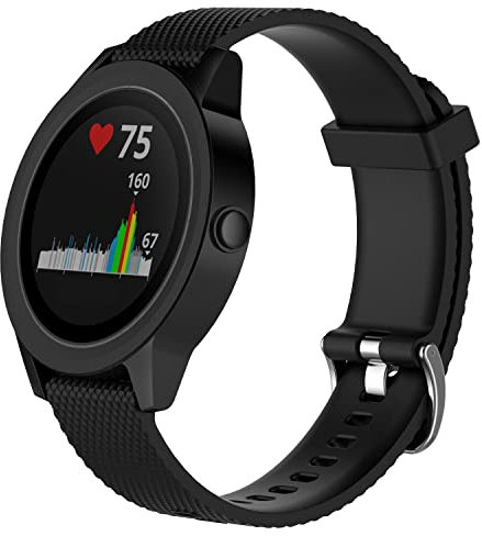 INF Armband Kompatibel mit Garmin Vivoactive 3 / Vivomove/Vivomove HR, 20mm Weiche Silikon Ersatzarmband für Vivoactive 3 Music/Forerunner 245/645 Music, Schwarz