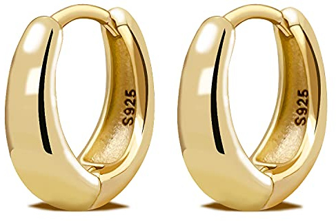 LIHELEI Damen Creolen Ohrringe, S925 Sterling Silber Creolen mit AAA Zirkonia, Hypoallergen Klein Kreolen für Geburtstagsgeschenk-1 Paar Silber / Gold / Roségold