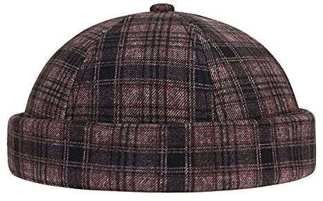 YAMEE Unisex Adult Mütze Coffee - Beanie mit Verstellbarer Größe (54-61 cm), Skull Cap, Seemann Cap, Retro Rolled Cuff, One Size