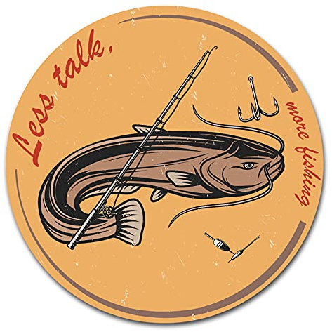 Fisch Aufkleber im Retro Stil 10x10cm Angeln Fischen Vintage Sticker für Auto Boot Angelkoffer Angel Zubehör wetterfest R165 (04 Wels, Less talk)