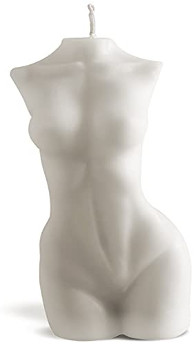 nudu - Body Kerze - Deko Kerze aus natürlichem Bienenwachs - Sojawachs - Handmade - decoration - nachhaltig - Woman/Guy - Herra 278g - Weiß/Creme