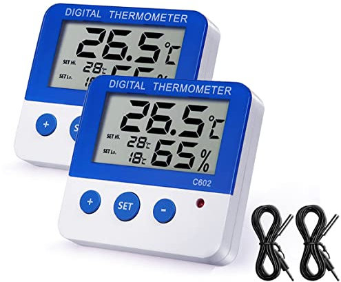 LXSZRPH Reptile Thermometer Hygrometer with High Low Temperature Alarm Digital Aquarium Thermometer Temperature Humidity Meter Gauge for Reptile Tanks, Terrariums, Vivariums, Aquarium (2)