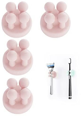 Zayin 4 Stück Silikon Zahnbürstenhalter Rasiererhalter Multifunktions-Haken Wasserdicht Selbstklebend Zahnbürstenhaken Stopfenhalter für Wand zum Aufhängen Badezimmer Küche Wohnzimmer Büro