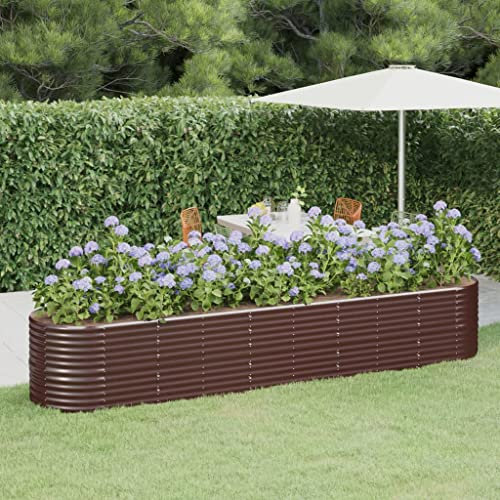 puraday Hochbeete Für Garten 368x80x68 cm Blumenkasten Pflanzkasten Terrasse Pflanzkübel Gemüsebeet Kräuterspirale XXL Hochbeet Metall Hochbeet Stahl Hochbeet Groß XXL Gartenbeet Braun