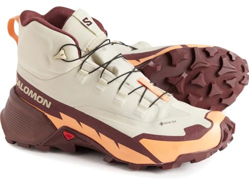 Salomon Damen Cross Mid Goretex Wanderstiefel, Alfalfa/Cantaloupe, 39 1/3 EU