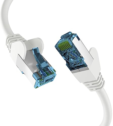 EFB-Elektronik - CAT. 7 Netzwerkkabel bis zu 10 Gbit - 1 m LAN Kabel Ethernet Kabel Patchkabel mit Klinken-/Knickschutz - RJ45 Anschluss, S/FTP PIMF Schirmung - Weiß
