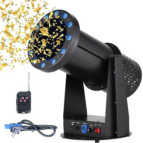12LEDs Kanonenmaschine, elektrischer Konfettiwerfer, Konfettiröhren mit kabelloser Fernbedienung und DMX, 1500 W, professionelle Konfettimaschine, für besondere Anlässe, Partys, Cl