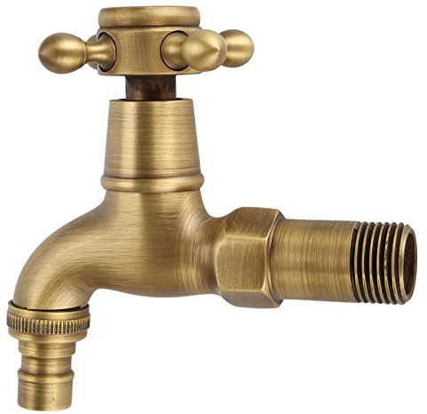 Robinet En Laiton Massif Avec Poignée Unique, Robinet D'eau Mural Vintage Pour Machine à Laver, évier De Salle De Bains, Jardin Extérieur Intérieur(Short)