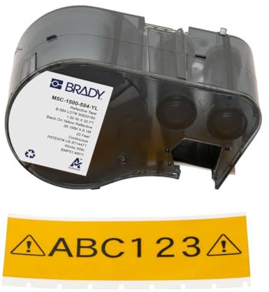 Brady Reflektierendes-Etikettenband für Etikettendrucker BMP51/BMP53/M511 - Klebeetiketten - Schwarz auf Gelb (38,10 mm (B) x 6,10 m (L)) - M5C-1500-584-YL