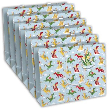Clairefontaine 32475-6Cpack - Packung 6 Geschenktasche - Tüte Excellia, Format Shopping (37,3x11,8x27,5 cm), 210g, geeignet für voluminöse Geschenke, Drachen, 1 Pack