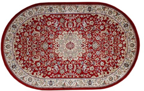 SaRani Klassischer Teppich, Orientalisch, oval, Dekor Bordeaux (Oval 80 x 125 cm, Bordeaux)