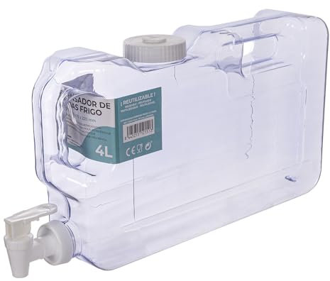 Botella Dispensador de Bebidas con Grifo. Garrafa de Plástico BPA Free Portátil para Frigorífico o Nevera (4L)