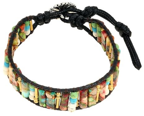 Made by Nami Boho Armband Damen mit bunte Perlen Spiritueller Schmuck 18 + 7 cm Länge Geschenk Freundin Wasserfester Schmuck