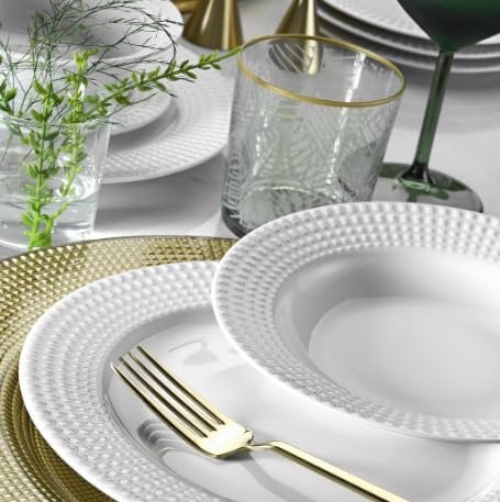 Vajilla de Porcelana Blanca Porland DG396- Vajilla de 24 Piezas Blanca– Vajilla completa y elegante – Vajilla para 6 personas