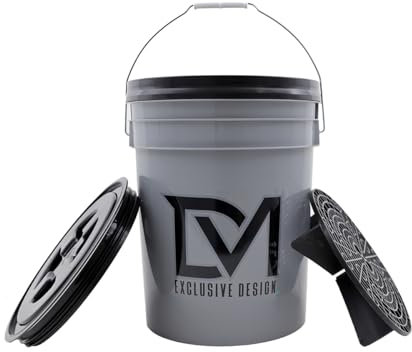 DM Autoteile 152387 XXL 20 Liter Car Auto Wasch Eimer mit Sieb und Deckel Grau Wascheimer KFZ