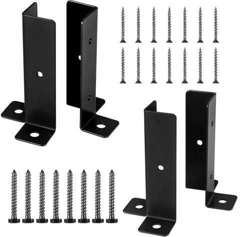 4Pcs Fence Post Brackets, Adjustable Post Base Bracket Fit 1.5''x1.5'', 2''x2'', 2''x4'', 4''x4'' Post, Pergola Brackets for Repairing Damaged Fence Gate Posts Sign Posts or Mailbox