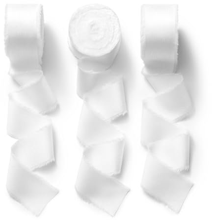 CHUQING Satinband Weiß Schleifenband Weiss Geschenkband Breit 25mm Dekoband Weißes Seidenband Weisses Band für Hochzeit