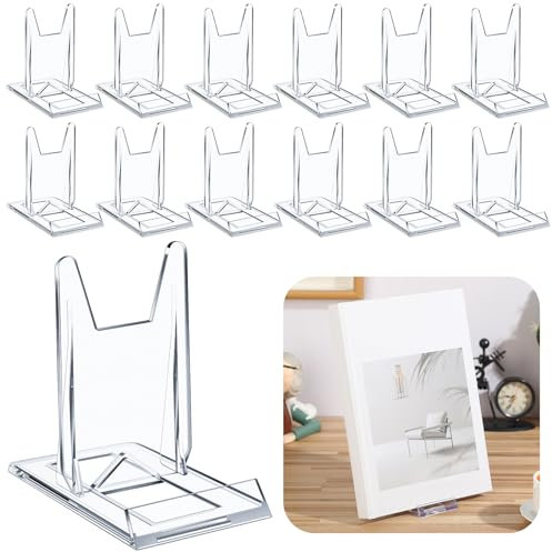 Memorywuu 12 Stück Acryl-Buchständer für Präsentationen, transparenter Buchständer, Staffelei-Ständer für Sammler, Schulanfang, Geschenk, verstellbarer Ständer für Zuhause, Büro, Album, CDs,