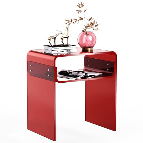 solaround Table d'appoint en Acrylique, Transparent, pour Salon, Chambre, Table de Chevet, 40 x 30 x 50 cm (Rouge)