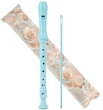 Mtzmy Blockflöte für Kinder Anfänger Sopran Deutsche Griffweise, 8-Loch Flöte für Erwachsene, Recorder mit Etui,Reinigungsstift und Bedienungsanleitung(2-Blauer Vogel)
