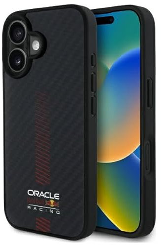 CG MOBILE Red Bull RBHMP16S24CFGSMK Hülle für iPhone 16 6.1 Schwarz Kohlefaser-Powerbar kompatibel mit MagSafe