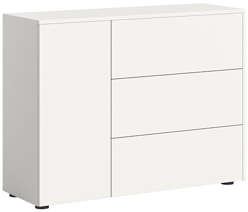 xonox.home Wohnzimmer Samba Sideboard Kommode Anrichte Stauraumschrank in weiß melamin, ca. 105x80x37cm