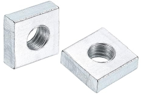 sourcing map 100 dadi quadrati M6 x 12 mm x 4 mm, in acciaio al carbonio zincato, filettatura grossa, dadi di fissaggio per riparazioni domestiche e ingegneria professionale, argento